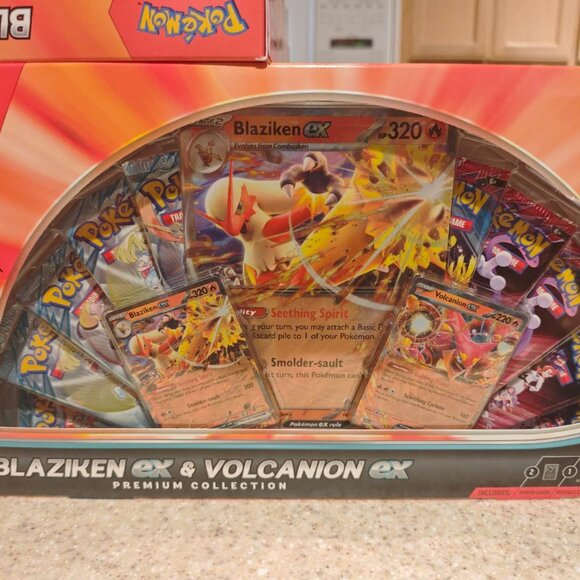 Pokémon TCG: Blaziken ex & Volcanion ex Premium Collection - 2025 Amazon Holiday - Picture 1 of 2